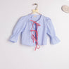 Begur Blouse Sky Blue Stripes and Red Vichy