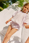 Carmen crop blouse Lavander linen