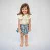 Lapel Collar Blouse Short Daisy Yellow Flowers