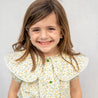 Lapel Collar Blouse Short Daisy Yellow Flowers