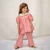 Bettina Summer Blouse Red and Pink Stripes