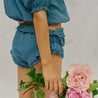 Carmen crop blouse China blue