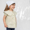 Lapel Collar Blouse Short Daisy Yellow Flowers