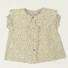 Lapel Collar Blouse Short Daisy Yellow Flowers