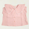 Lapel Collar Blouse Short Pink Melange