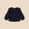 Lapel Collar Blouse Navy Knit