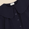 Lapel Collar Blouse Navy Knit