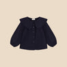 Lapel Collar Blouse Navy Knit