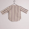 Mao shirt Ecru Burgundy stripes
